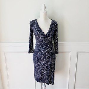 Ann Taylor Long Sleeve Printed Wrap Dress Tie S